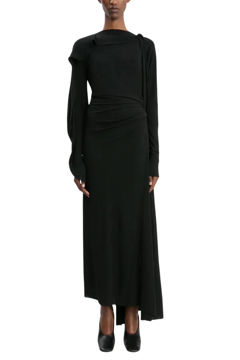 Draped Jersey Midi Dress