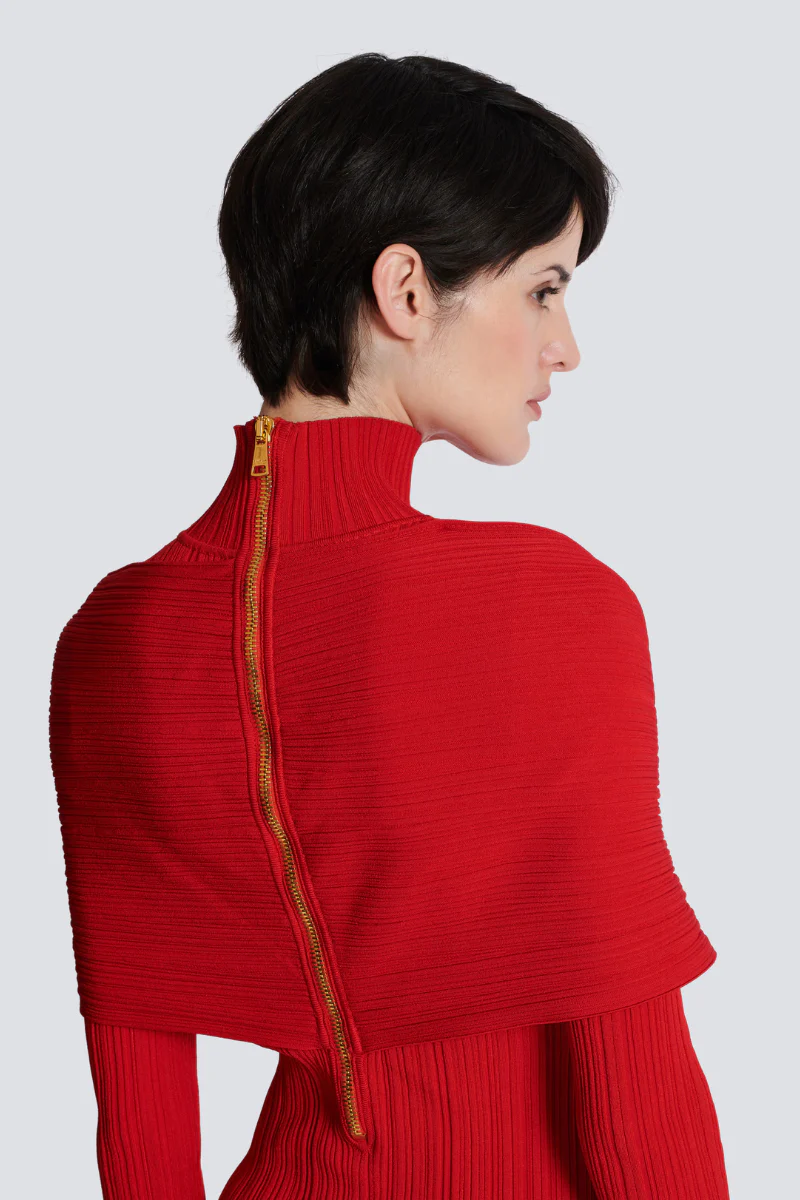 Long Pleated Knit Dress - Image 5