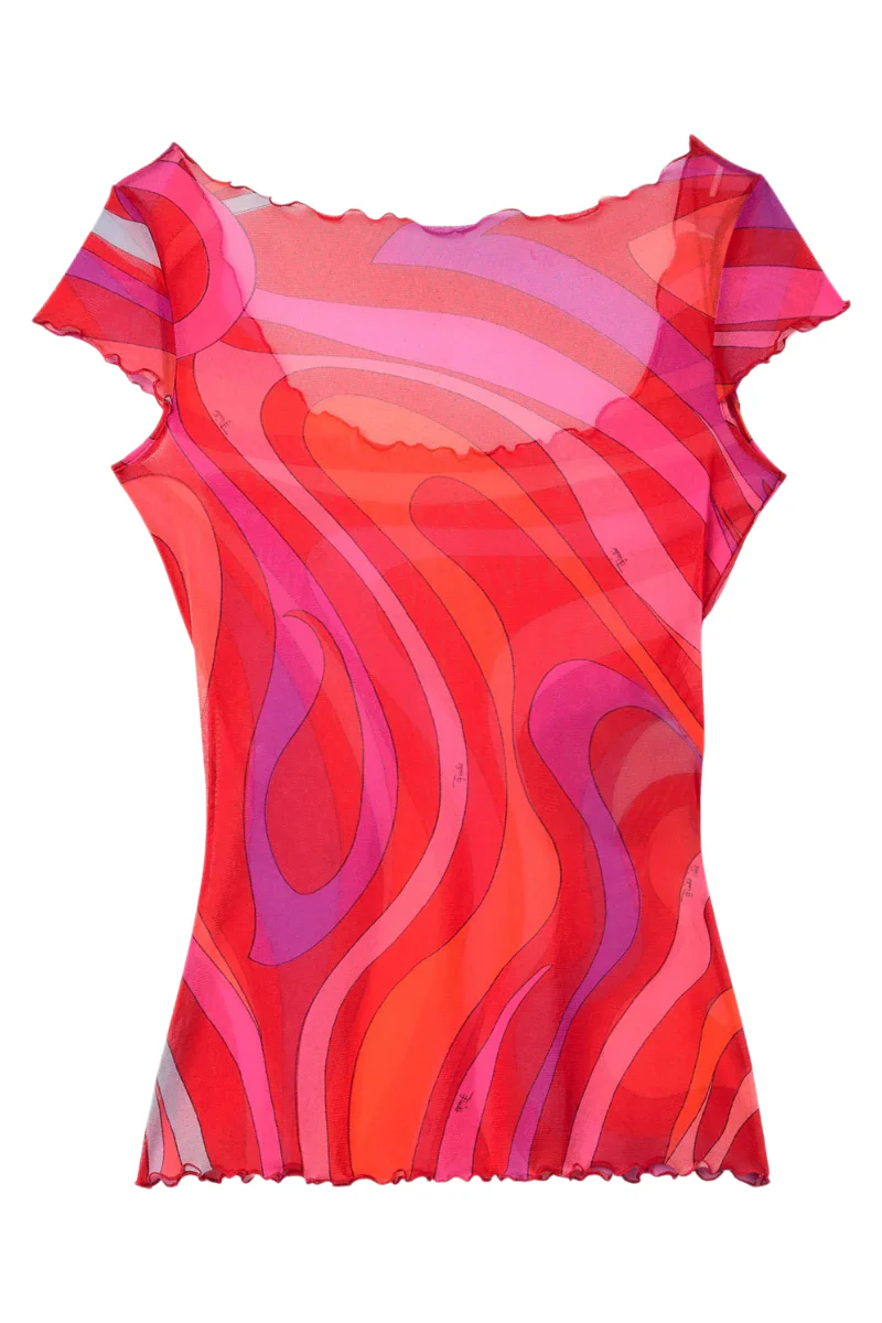 Marmo Print Tulle Top