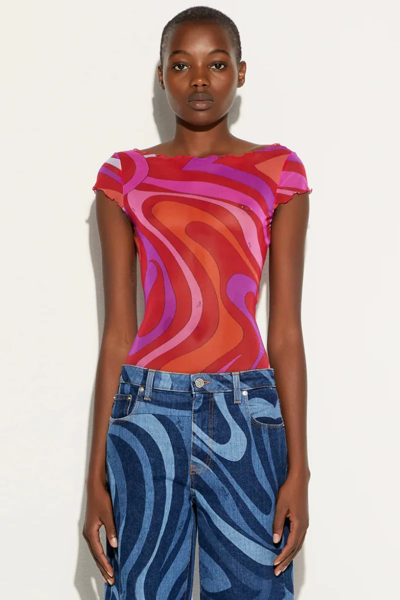 Marmo Print Tulle Top - Image 2