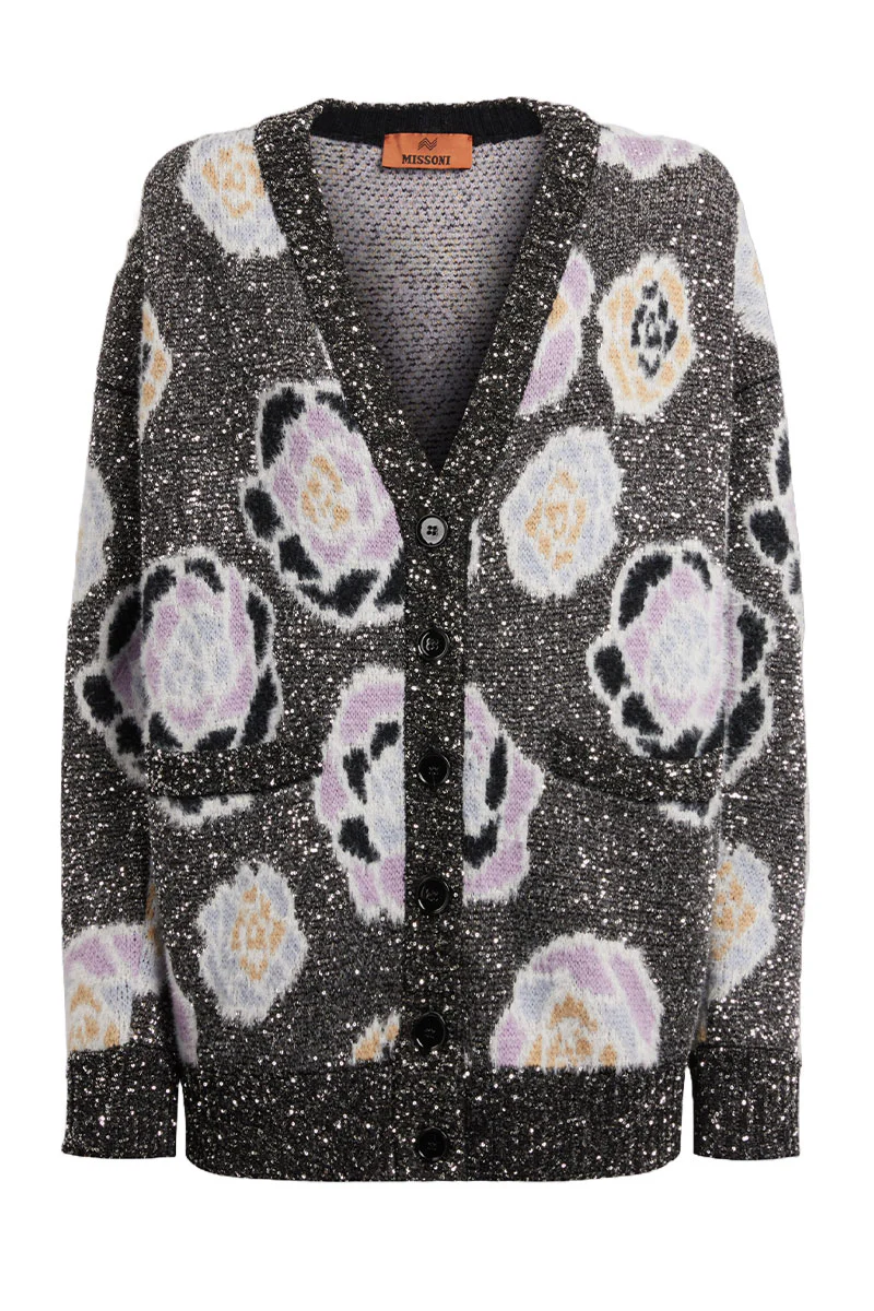 Oversized Sequin Rose Cardigan - Image 4