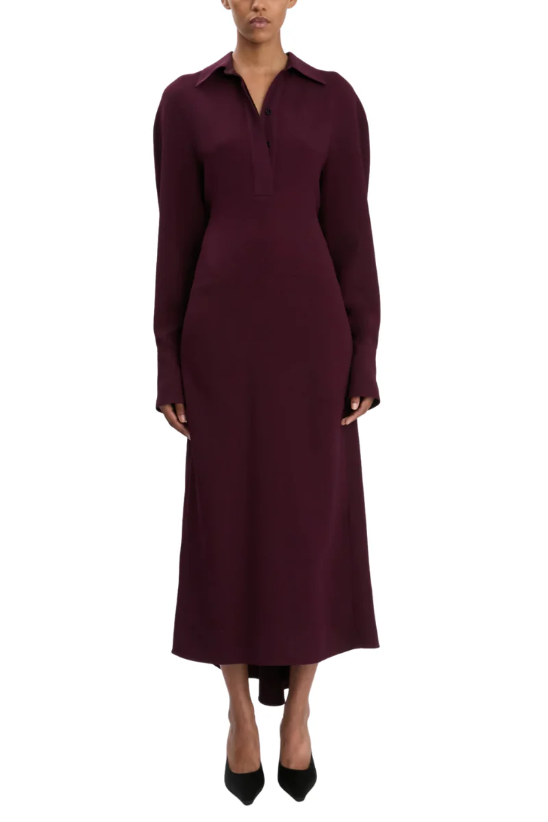 Polo Collar Midi Dress