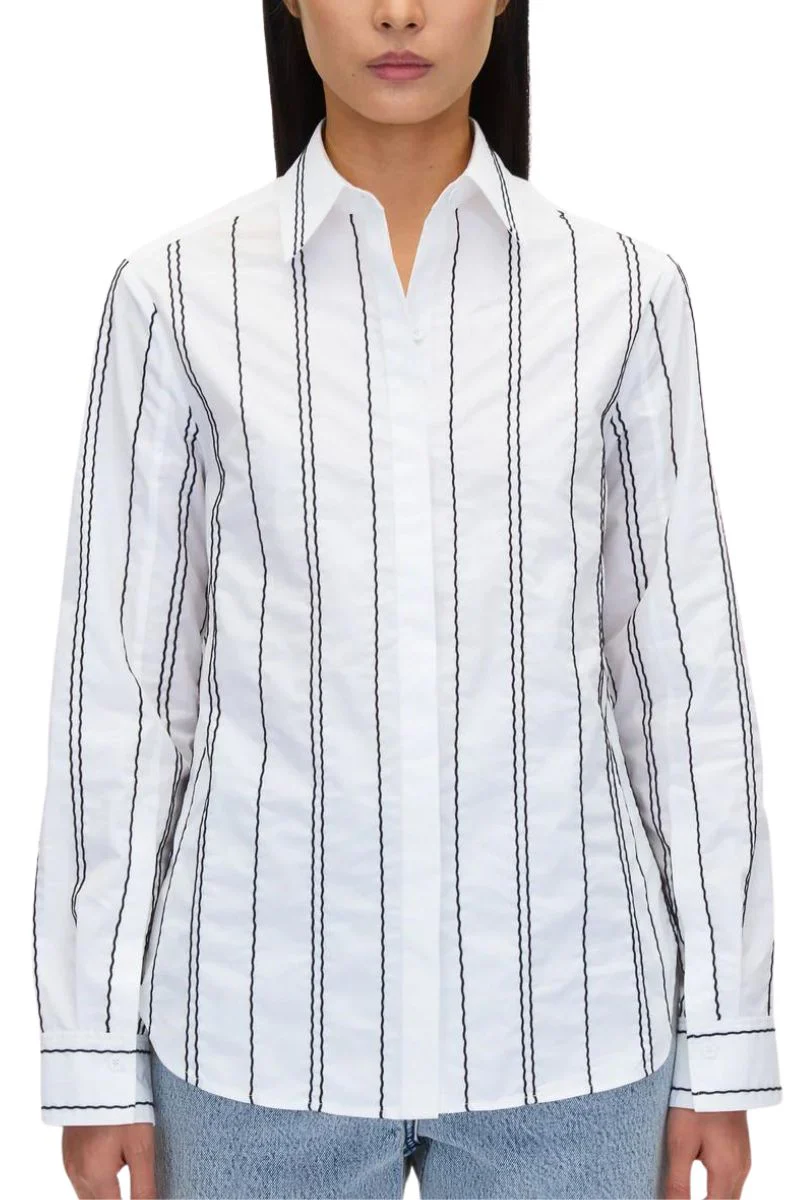 Poplin Shirt with Wave Embroidery - Image 5