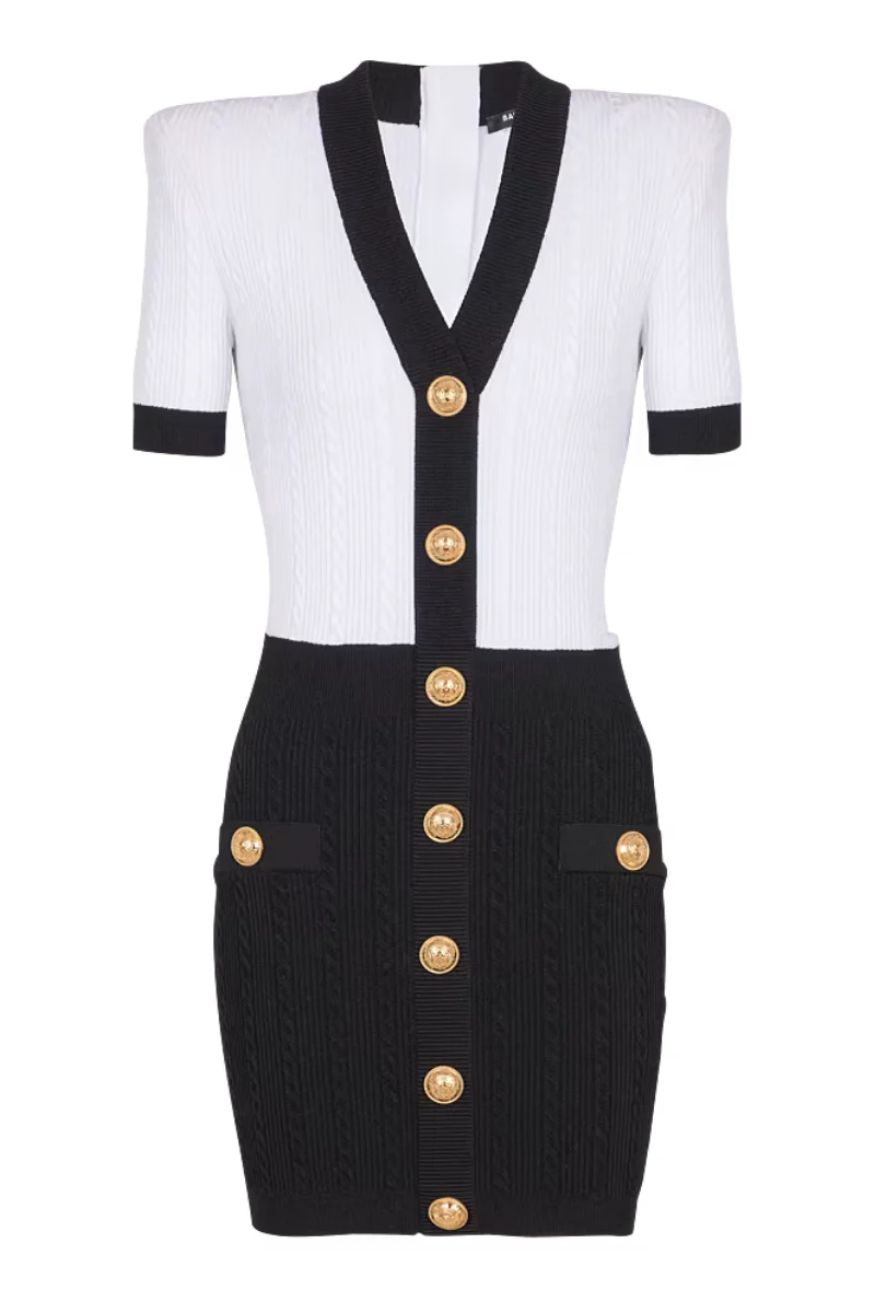 Two-Tone Cableknit Dress