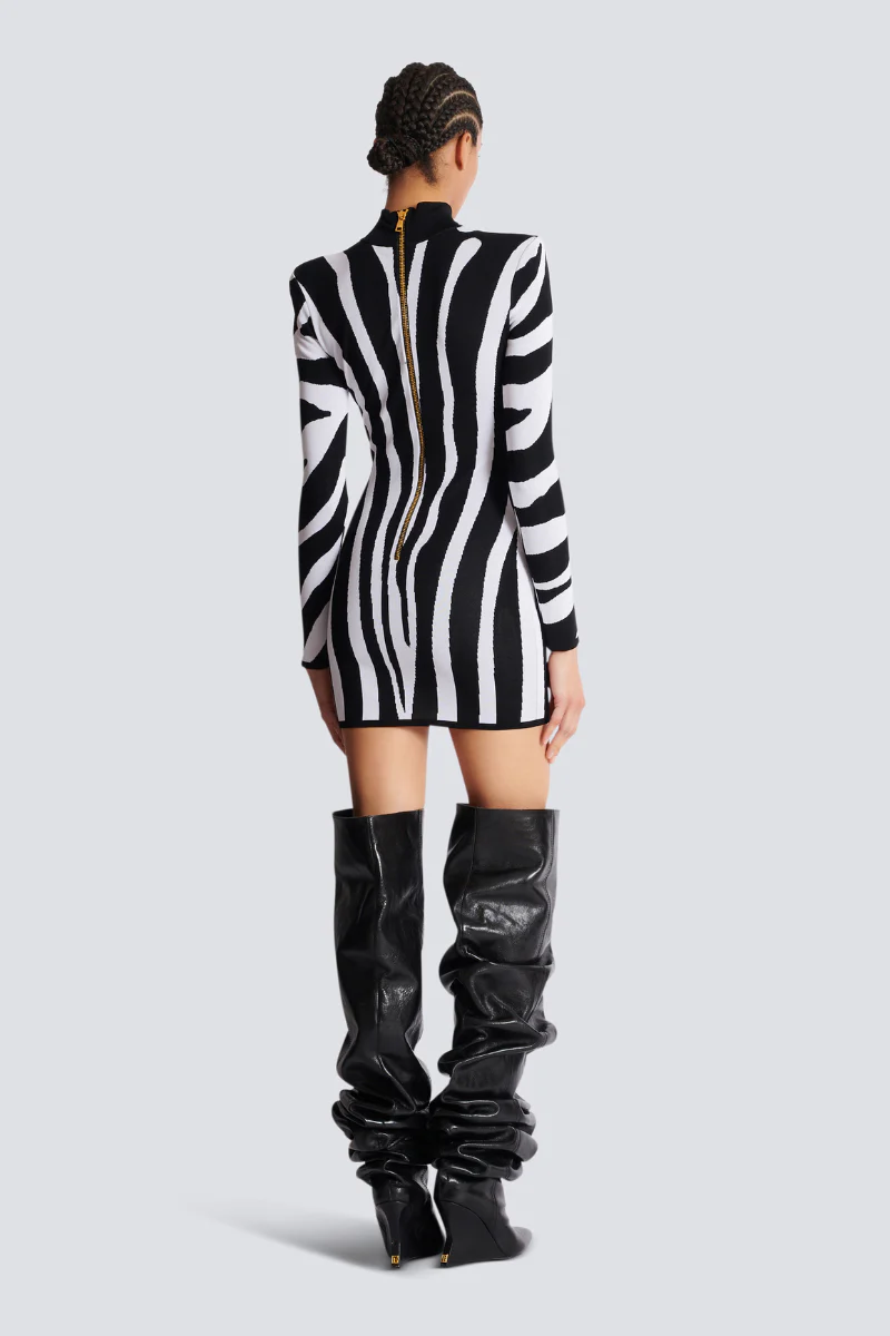 Zebra Intarsia Knit Dress - Image 4