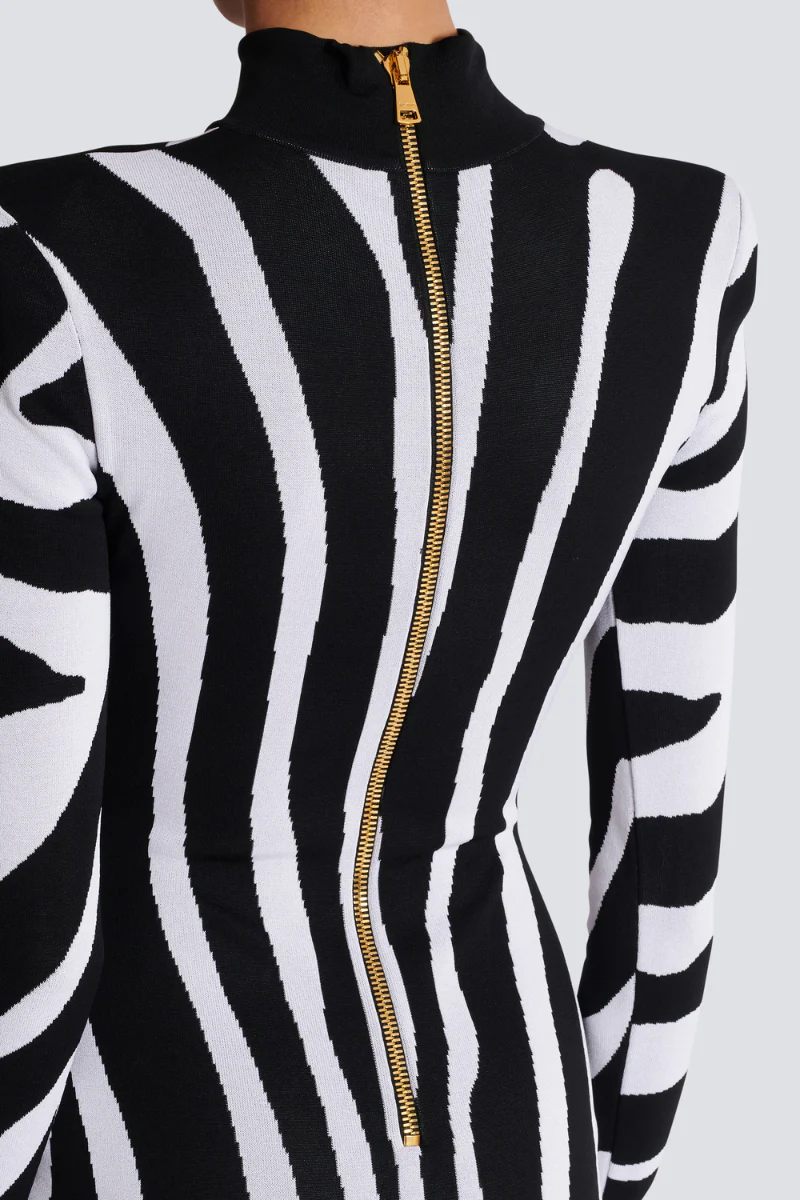 Zebra Intarsia Knit Dress - Image 5