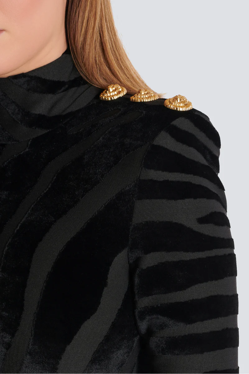 Zebra Print Velvet Dress - Image 6